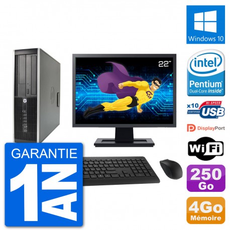 PC HP Compaq 6200 Pro SFF Ecran 22" G630 RAM 4Go Disque 250Go Windows 10 Wifi