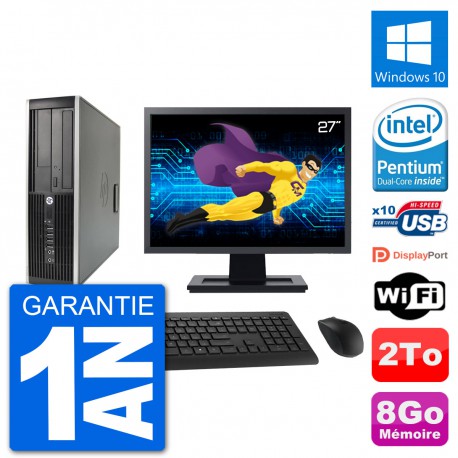 PC HP Compaq 6200 Pro SFF Ecran 27" G630 RAM 8Go Disque Dur 2To Windows 10 Wifi