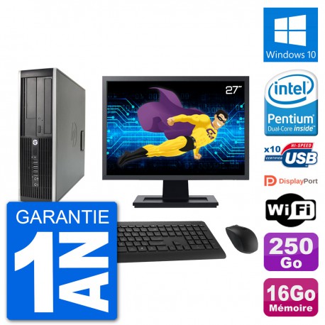 PC HP Compaq 6200 Pro SFF Ecran 27" G630 RAM 16Go Disque 250Go Windows 10 Wifi