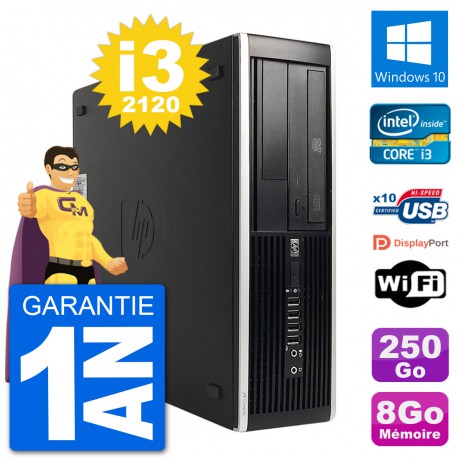 PC HP Compaq 6200 Pro SFF Intel i3-2120 RAM 8Go Disque Dur 250Go Windows 10 Wifi