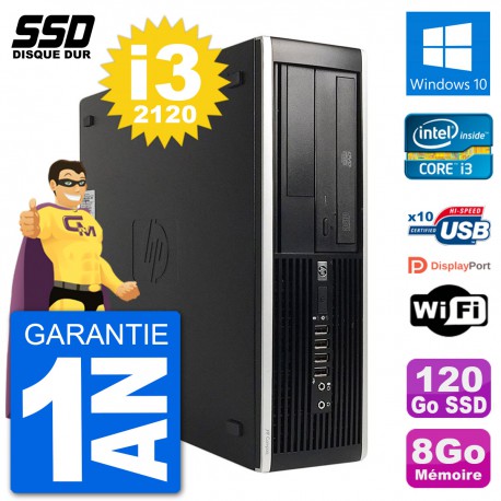 PC HP Compaq 6200 Pro SFF Intel i3-2120 RAM 8Go SSD 120Go Windows 10 Wifi