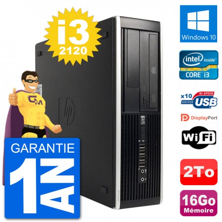 PC HP Compaq 6200 Pro SFF Intel i3-2120 RAM 16Go Disque Dur 2To Windows 10 Wifi