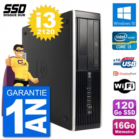 PC HP Compaq 6200 Pro SFF Intel i3-2120 RAM 16Go SSD 120Go Windows 10 Wifi