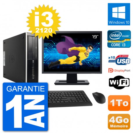 PC HP Compaq 6200 Pro SFF Ecran 19" i3-2120 RAM 4Go Disque 1To Windows 10 Wifi