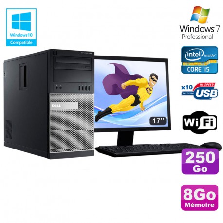 Lot PC Tour Dell 790 Core I5 3.1Ghz 8Go Disque 250Go DVD WIFI Win 7 + Ecran 17"