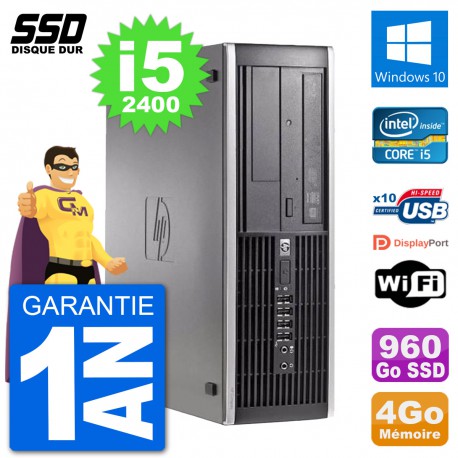 PC HP Compaq 6200 Pro SFF Intel i5-2400 RAM 4Go SSD 960Go Windows 10 Wifi