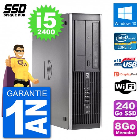 PC HP Compaq 6200 Pro SFF Intel i5-2400 RAM 8Go SSD 240Go Windows 10 Wifi