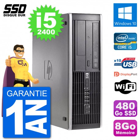 PC HP Compaq 6200 Pro SFF Intel i5-2400 RAM 8Go SSD 480Go Windows 10 Wifi