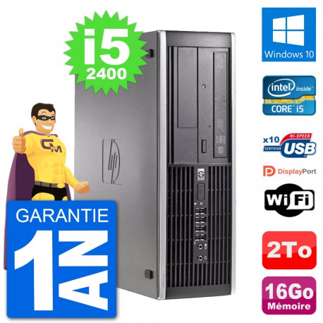 PC HP Compaq 6200 Pro SFF Intel i5-2400 RAM 16Go Disque Dur 2To Windows 10 Wifi