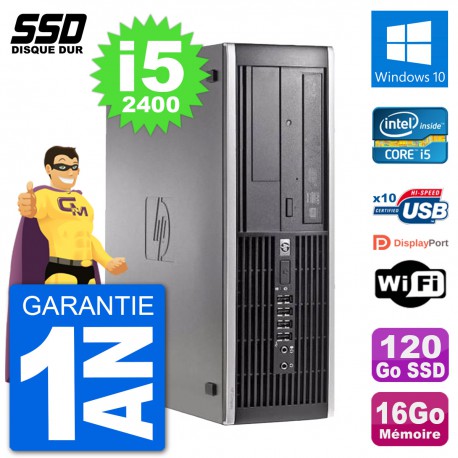 PC HP Compaq 6200 Pro SFF Intel i5-2400 RAM 16Go SSD 120Go Windows 10 Wifi