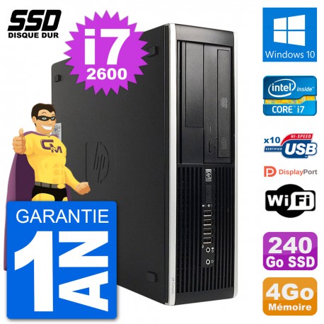 PC HP Compaq 6200 Pro SFF Intel i7-2600 RAM 4Go SSD 240Go Windows 10 Wifi