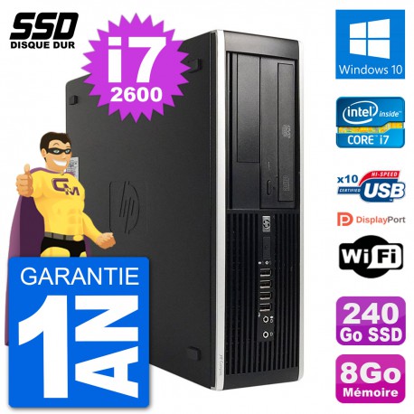 PC HP Compaq 6200 Pro SFF Intel i7-2600 RAM 8Go SSD 240Go Windows 10 Wifi