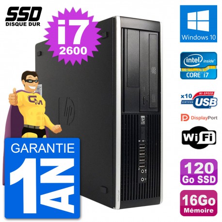 PC HP Compaq 6200 Pro SFF Intel i7-2600 RAM 16Go SSD 120Go Windows 10 Wifi