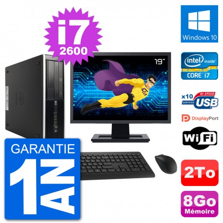 PC HP Compaq 6200 Pro SFF Ecran 19" i7-2600 RAM 8Go Disque 2To Windows 10 Wifi