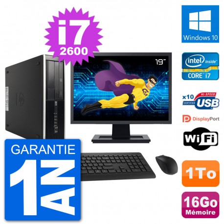 PC HP Compaq 6200 Pro SFF Ecran 19" i7-2600 RAM 16Go Disque 1To Windows 10 Wifi