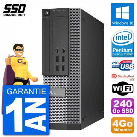 PC Dell OptiPlex 7020 SFF Intel G3220 RAM 4Go SSD 240Go Windows 10 Wifi