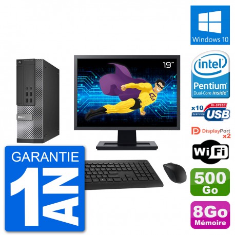 PC Dell 7020 SFF Ecran 19" Intel G3220 RAM 8Go Disque Dur 500Go Windows 10 Wifi