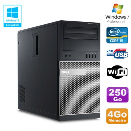 PC Tour Dell Optiplex 7010 Core I5-3470 3.2Ghz 4Go Disque 250Go DVD WIFI Win 7