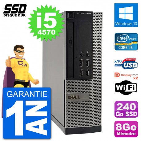 PC Dell OptiPlex 7020 SFF Intel i5-4570 RAM 8Go SSD 240Go Windows 10 Wifi