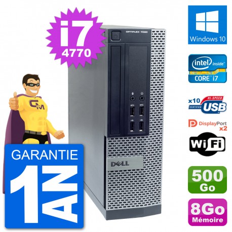 PC Dell OptiPlex 7020 SFF Intel i7-4770 RAM 8Go Disque Dur 500Go Windows 10 Wifi