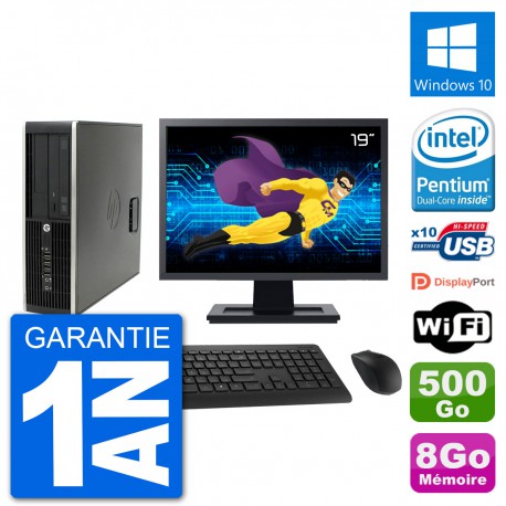 PC HP Compaq Pro 6300 SFF Ecran 19" G630 RAM 8Go Disque 500Go Windows 10 Wifi