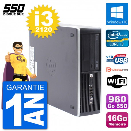 PC HP Compaq Pro 6300 SFF Intel i3-2120 RAM 16Go SSD 960Go Windows 10 Wifi