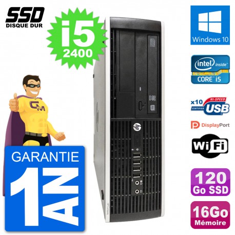 PC HP Compaq Pro 6300 SFF Intel i5-2400 RAM 16Go SSD 120Go Windows 10 Wifi