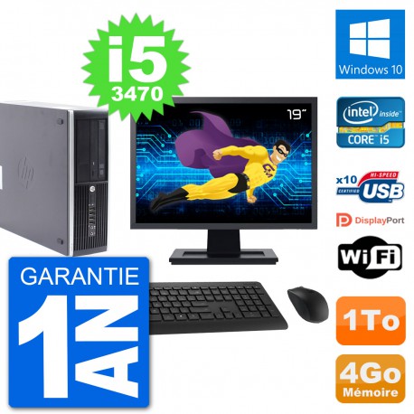 PC HP Compaq Pro 6300 SFF Ecran 19" i5-3470 RAM 4Go Disque 1To Windows 10 Wifi