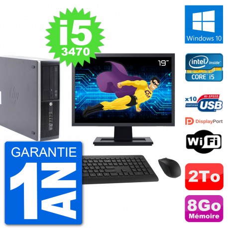 PC HP Compaq Pro 6300 SFF Ecran 19" i5-3470 RAM 8Go Disque 2To Windows 10 Wifi