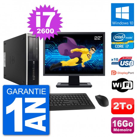 PC HP Compaq Pro 6300 SFF Ecran 22" i7-2600 RAM 16Go Disque 2To Windows 10 Wifi