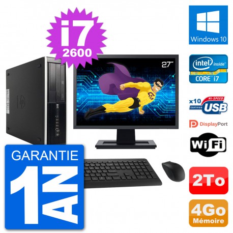 PC HP Compaq Pro 6300 SFF Ecran 27" i7-2600 RAM 4Go Disque 2To Windows 10 Wifi