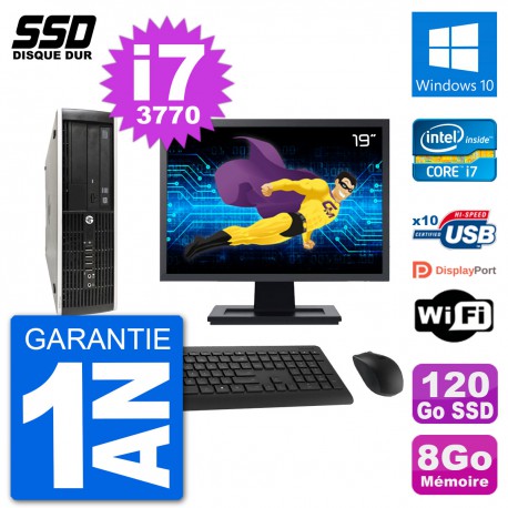 PC HP Compaq Pro 6300 SFF Ecran 19" i7-3770 RAM 8Go SSD 120Go Windows 10 Wifi