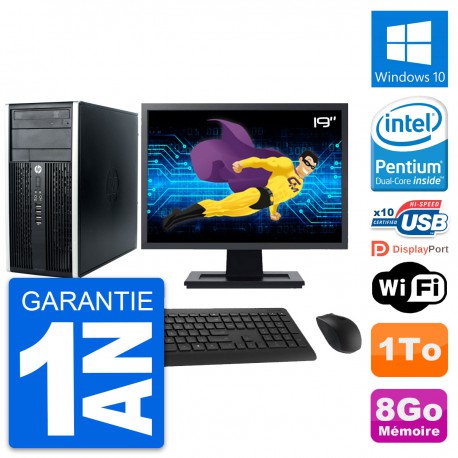 PC Tour HP Pro 6300 CMT Ecran 19" G630 RAM 8Go Disque Dur 1To Windows 10 Wifi