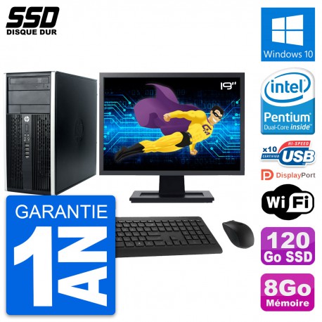 PC Tour HP Pro 6300 CMT Ecran 19" Intel G630 RAM 8Go SSD 120Go Windows 10 Wifi