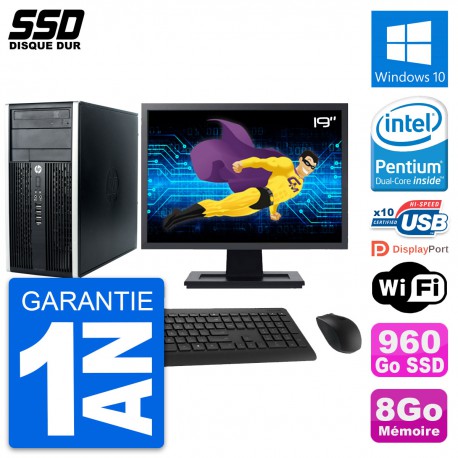 PC Tour HP Pro 6300 CMT Ecran 19" Intel G630 RAM 8Go SSD 960Go Windows 10 Wifi