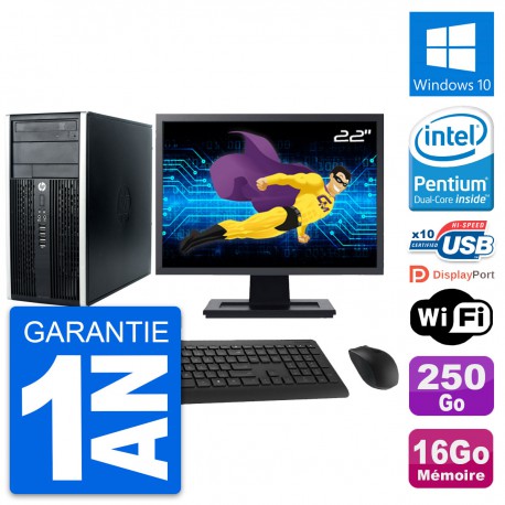 PC Tour HP Pro 6300 CMT Ecran 22" G630 RAM 16Go Disque Dur 250Go Windows 10 Wifi