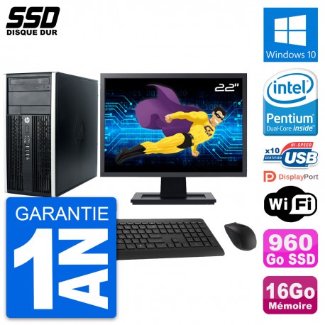 PC Tour HP Pro 6300 CMT Ecran 22" Intel G630 RAM 16Go SSD 960Go Windows 10 Wifi