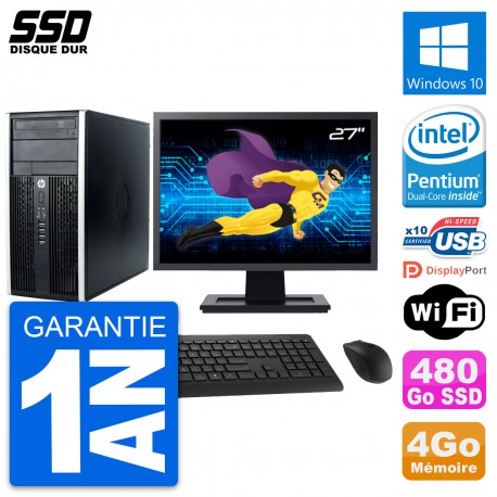 PC Tour HP Pro 6300 CMT Ecran 27" Intel G630 RAM 4Go SSD 480Go Windows 10 Wifi