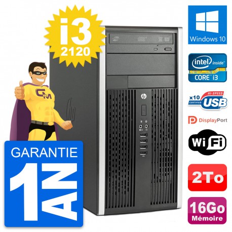 PC Tour HP Compaq Pro 6300 CMT Intel i3-2120 RAM 16Go Disque 2To Windows 10 Wifi