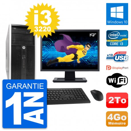 PC Tour HP Pro 6300 CMT Ecran 19" i3-3220 RAM 4Go Disque Dur 2To Windows 10 Wifi