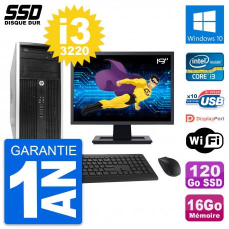 PC Tour HP 6300 CMT Ecran 19" Intel i3-3220 RAM 16Go SSD 120Go Windows 10 Wifi