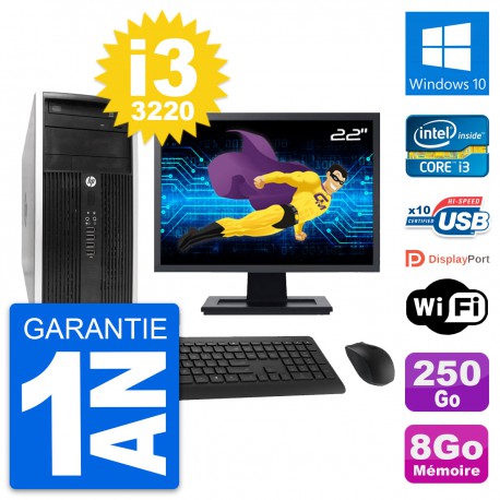 PC Tour HP Pro 6300 CMT Ecran 22" i3-3220 RAM 8Go Disque 250Go Windows 10 Wifi