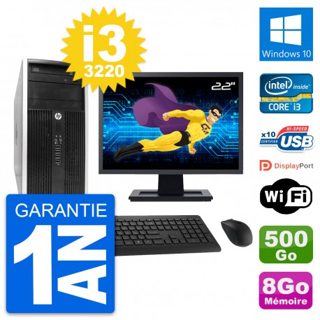 PC Tour HP Pro 6300 CMT Ecran 22" i3-3220 RAM 8Go Disque 500Go Windows 10 Wifi