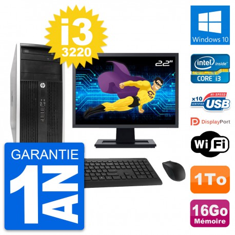 PC Tour HP Pro 6300 CMT Ecran 22" i3-3220 RAM 16Go Disque 1To Windows 10 Wifi