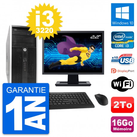 PC Tour HP Pro 6300 CMT Ecran 22" i3-3220 RAM 16Go Disque 2To Windows 10 Wifi