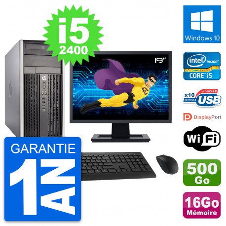 PC Tour HP Pro 6300 CMT Ecran 19" i5-2400 RAM 16Go Disque 500Go Windows 10 Wifi