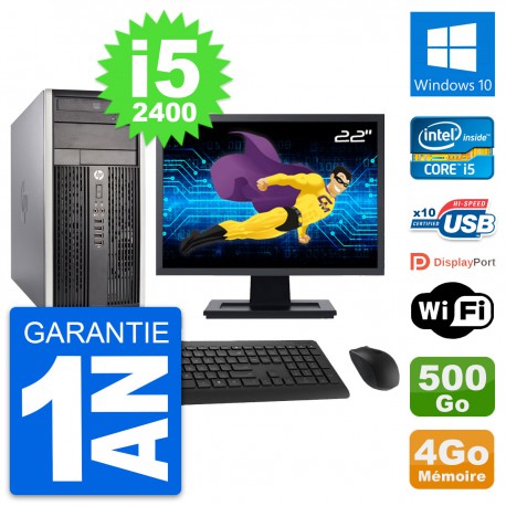 PC Tour HP Pro 6300 CMT Ecran 22" i5-2400 RAM 4Go Disque 500Go Windows 10 Wifi