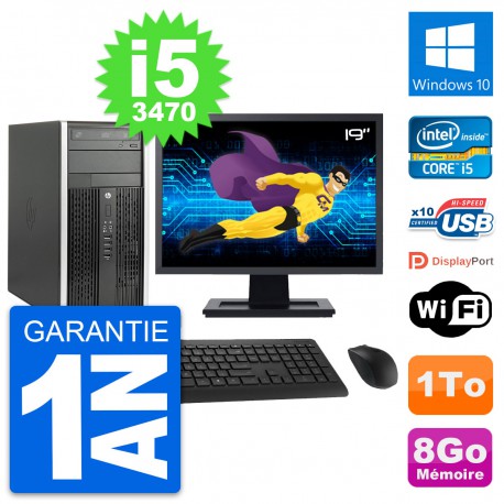 PC Tour HP Pro 6300 CMT Ecran 19" i5-3470 RAM 8Go Disque Dur 1To Windows 10 Wifi