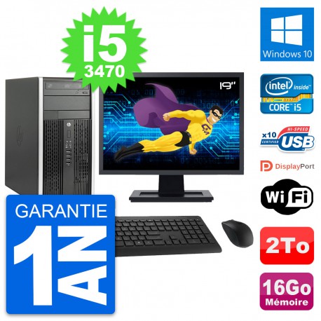 PC Tour HP 6300 CMT Ecran 19" i5-3470 RAM 16Go Disque Dur 2To Windows 10 Wifi