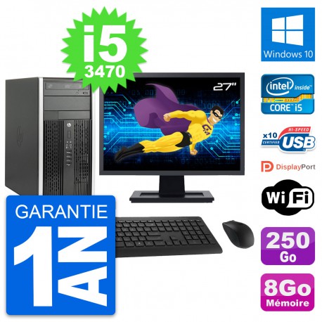 PC Tour HP Pro 6300 CMT Ecran 27" i5-3470 RAM 8Go Disque 250Go Windows 10 Wifi